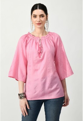 VAAMII Casual Solid Women Pink, White Top