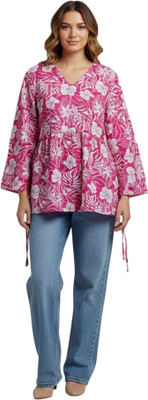 MUSKAN FAHION ATTIRES Casual Floral Print, Printed Women Pink Top