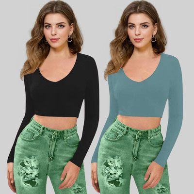 Dream Beauty Fashion Casual Self Design Women Light Blue Top