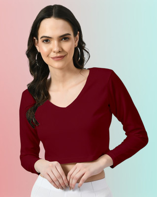 Maheshvi Casual Solid Women Maroon Top
