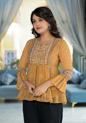 Juniper Casual Printed Women Yellow Top