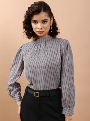 Tokyo Talkies Casual Printed Women Grey, White Top