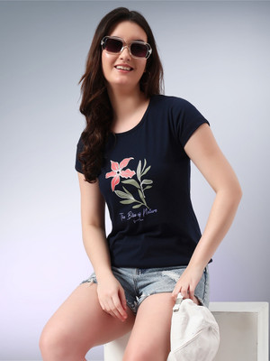 SWEETTOUCHMJO Casual Printed Women Dark Blue Top
