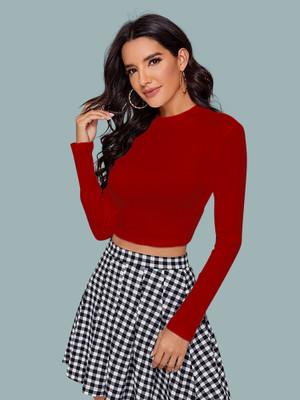 NAVYANKAA Casual Solid Women Red Top