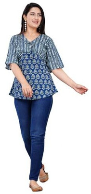 ClothBites Casual Printed Women Blue Top