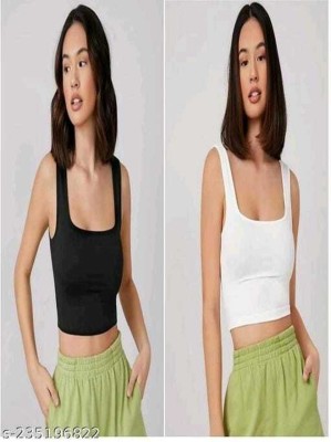 Aryan Hosiery Casual Solid Women Black, White Top