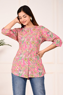 HOC's Casual Floral Print Women Pink Top