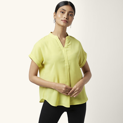 Annabelle by Pantaloons Casual Solid Women Light Green Top