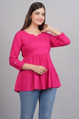 DESI ART Casual Solid Women Pink Top