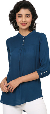 GO.4.IT Casual Solid Women Blue Top