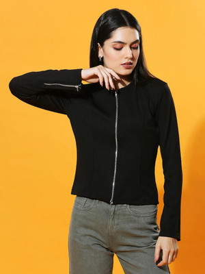 Mast & Harbour Casual Solid Women Black Top