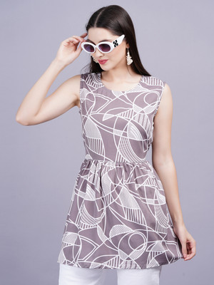 Jyoti Casual Printed Women Grey Top