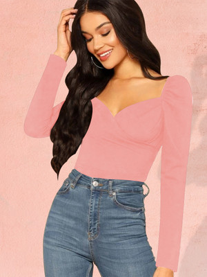 Dream Beauty Fashion Casual Solid Women Pink Top