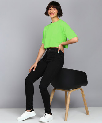 Adyavastram Casual Solid Women Light Green Top