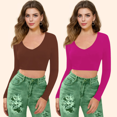 Maheshvi Casual Solid Women Pink Top
