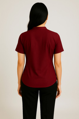 Manchita Fashion Casual Solid Women Maroon Top