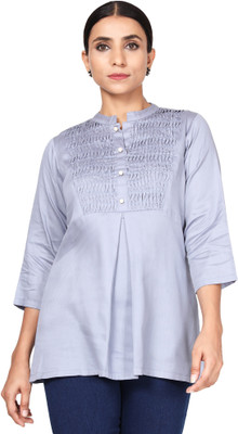 LINGRA Casual Solid Women Grey Top