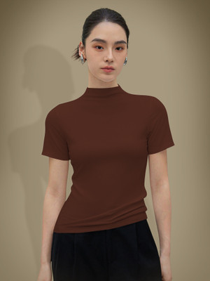 NAVYANKAA Casual Solid Women Brown Top