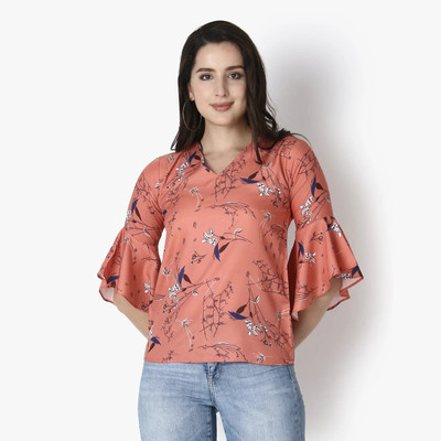Leriya Fashion Casual Printed Women Pink Top