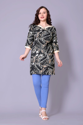 FULPARI Casual Printed Women Black Top
