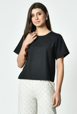 ALL WAYS YOU Casual Solid Women Black Top