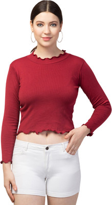Smasum Casual Self Design Women Red Top