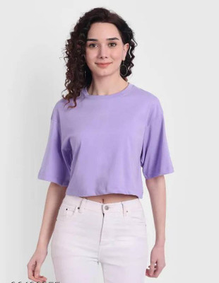Raabta Fashion Casual Solid Women Purple Top