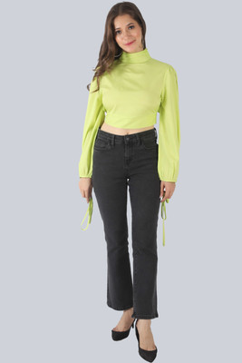 OTTAVIA Party Solid Women Light Green Top