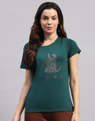 MONTE CARLO Casual Printed Women Dark Green Top