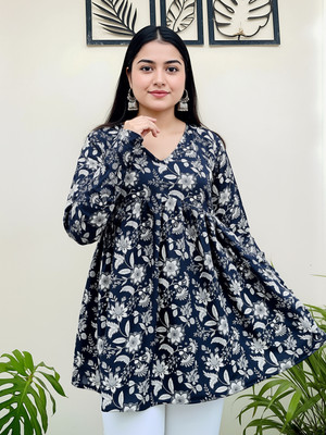 Dream Beauty Fashion Casual Floral Print Women Black Top