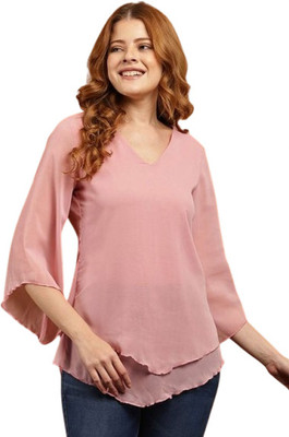 MSAD Party Solid Women Pink Top