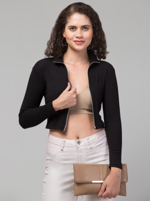 MAUEX Casual Solid Women Black Top