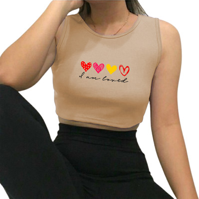 Fashion And Youth Casual Printed Women Beige Top