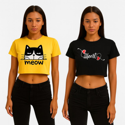 FASHIONCARNIVEL Casual Graphic Print Women Yellow, Black Top