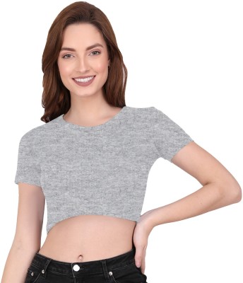 THE BLAZZE Casual Solid Women Grey Top