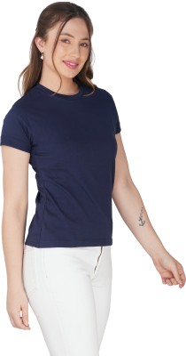 clovercrafty Casual Solid Women Dark Blue Top