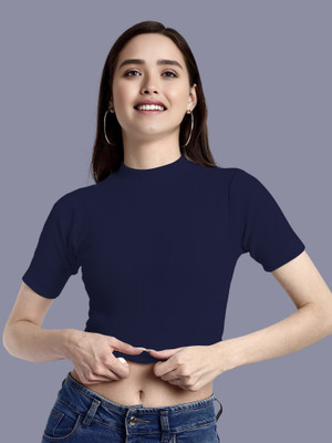 Dream Beauty Fashion Casual Solid Women Dark Blue Top