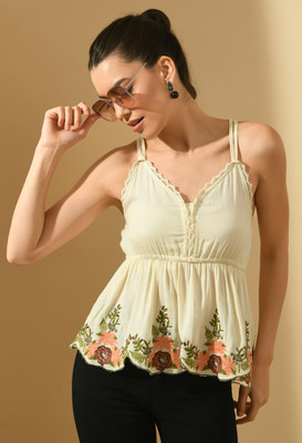 PRETTY LOVING THING Casual Self Design Women Yellow Top