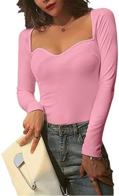 GLARE & BLAIR Casual Self Design Women Pink Top