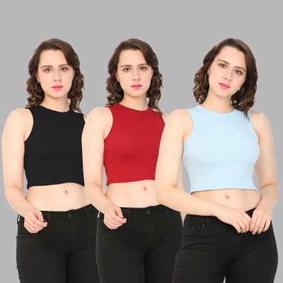 FASHA Casual Solid Women Black, Red, Light Blue Top