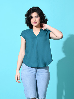 Fiorenza Party Solid Women Blue Top