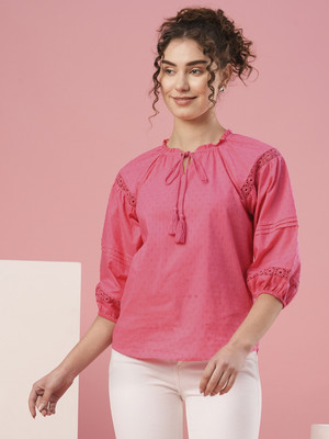 Globus Casual Self Design Women Pink Top