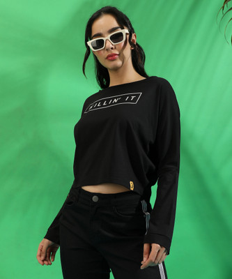 CAMPUS SUTRA Casual Graphic Print Women Black Top