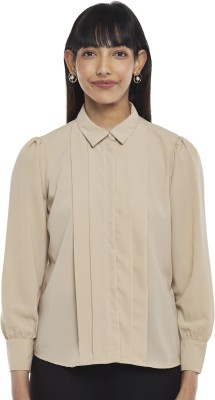 Annabelle by Pantaloons Casual Solid Women Beige Top