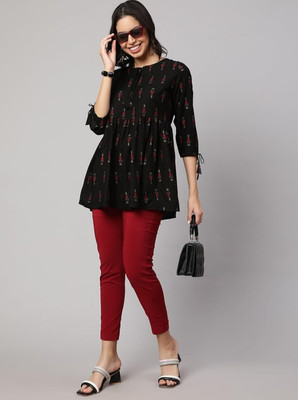 MFAMINA Casual Printed Women Black Top