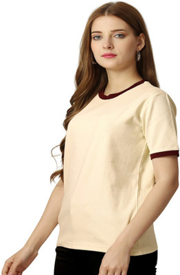 french crown Casual Printed Women Beige Top