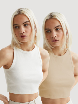 METRONAUT Casual Self Design Women White, Beige Top