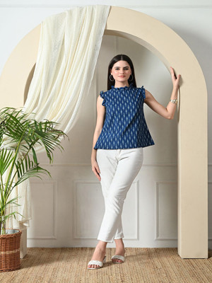 Sangria Casual Printed Women Blue Top