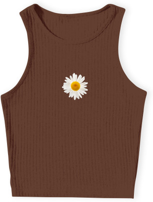 Fashion And Youth Casual Printed Women Brown Top