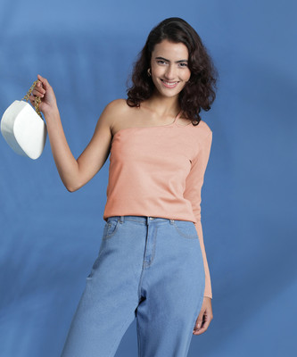 KOTTY Casual Solid Women Pink Top